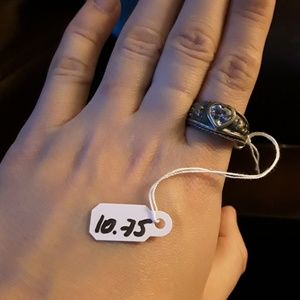 925 silver heart shape stone ring